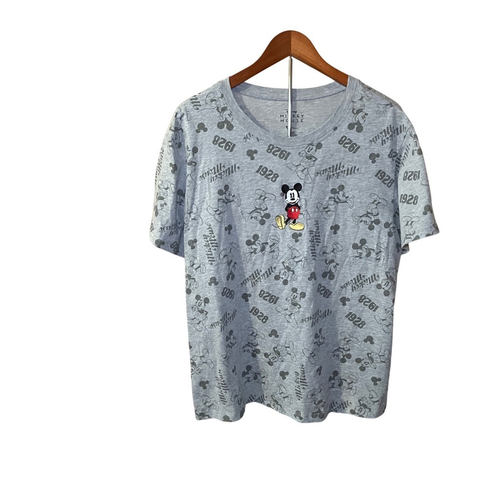 Disney Mickey Mouse All Over Print T-Shirt Grey Cartoon Character 2XL